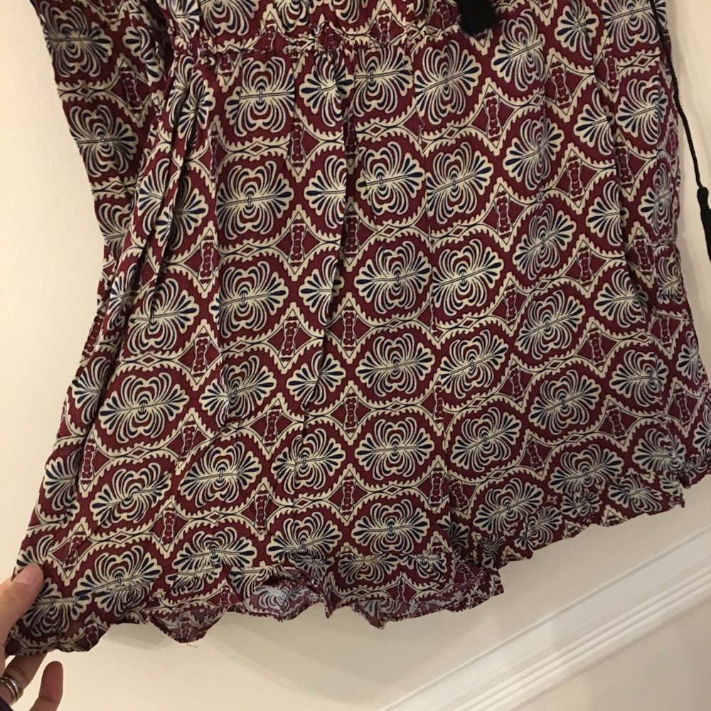 JULY 4th Navy & Burgundy Floral Lace Up Romper - Picture 5 of 7